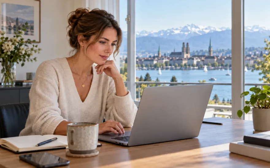 22bet schweiz in der Schweiz: erwachsene Person prüft Kontoinformationen in einer Schweizer Alltagsszene